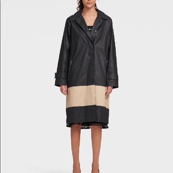 DKNY Women's Colorblock Trench - In Black Combo 🧥 - Picture 2 of 7